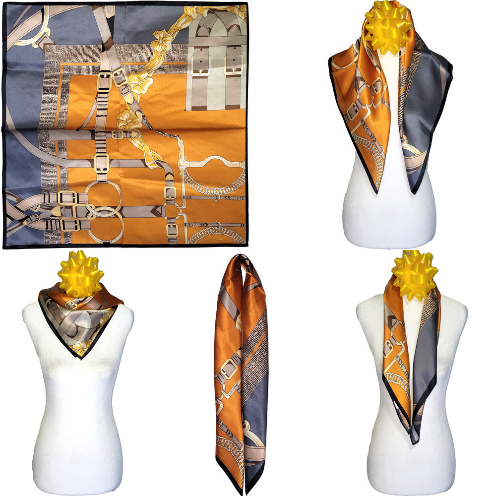 NWT Genuine 100% Mulberry Silk Satin Scarf 25"x25" Medium Square Shawl 57221